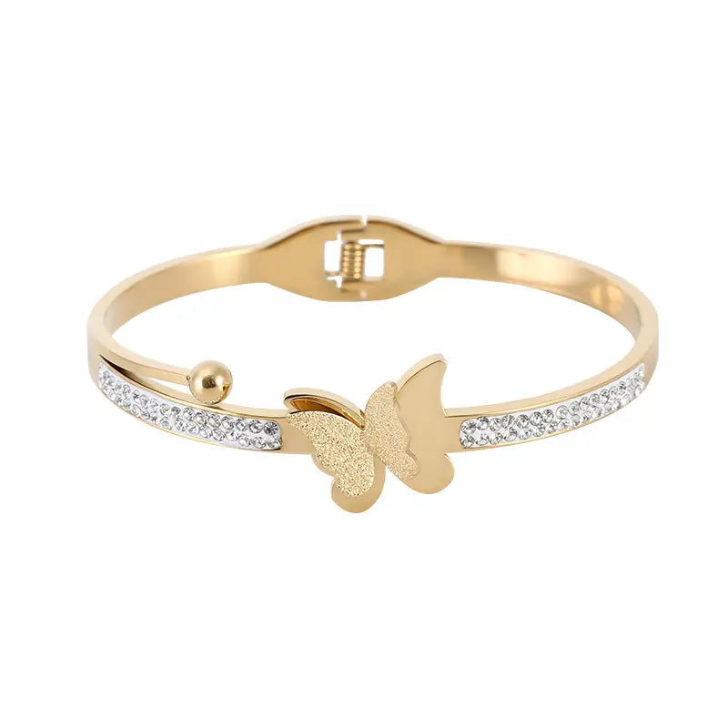 Luxury Butterfly Bracelet, Steel Butterfly Bracelet, Zircon Crystal Bracelet Luxury Butterfly Bracelet, Steel Butterfly Bracelet, Zircon Crystal Bracelet